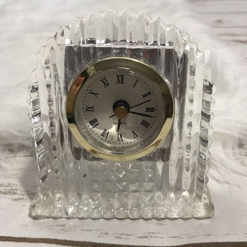 Crystal Glass  Desk Clock Mantle Quartz‎ Movement